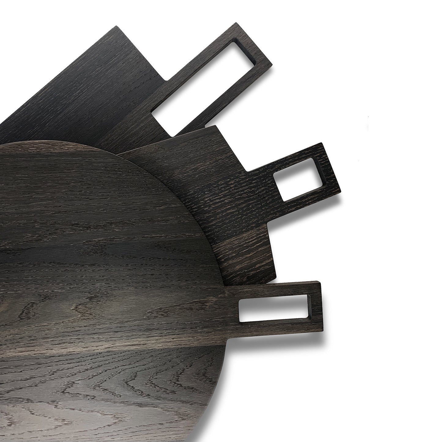 
                  
                    Oversized, blackened oak, food grade charcuterie boards. Ideal for serving many people at once. Big Wide Outside. Comes in three styles, Full Circle, Oblong and Taper.
                  
                