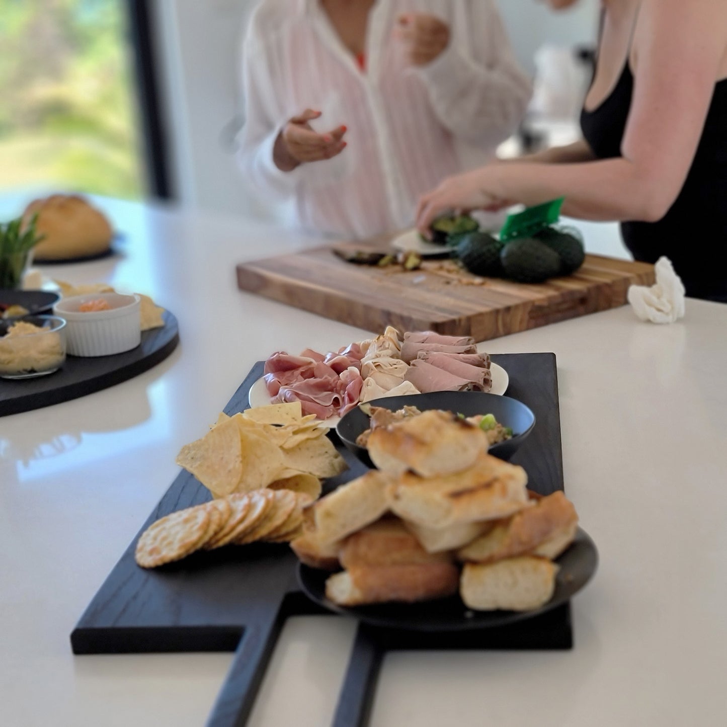 
                  
                    Oversized, blackened oak, food grade charcuterie boards. Ideal for serving many people at once. Uniquely designed by Big Wide Outside. 
                  
                