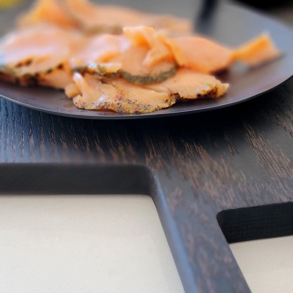 
                  
                    Oversized, blackened oak, food grade charcuterie boards. Ideal for serving many people at once. Uniquely designed by Big Wide Outside. 
                  
                