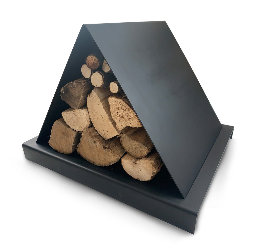 
                  
                    A-Frame wood holder black steel from Big Wide Outside. Holds the perfect amount of firewood for your outdoor fire pit.
                  
                